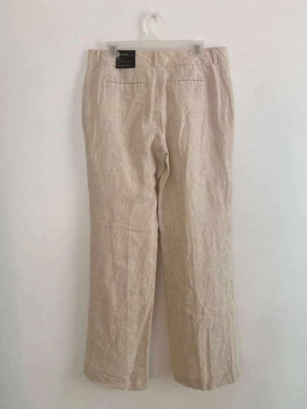 Banana Republic Women's Martin Fit Beige Linen Trouser Pants Size 10